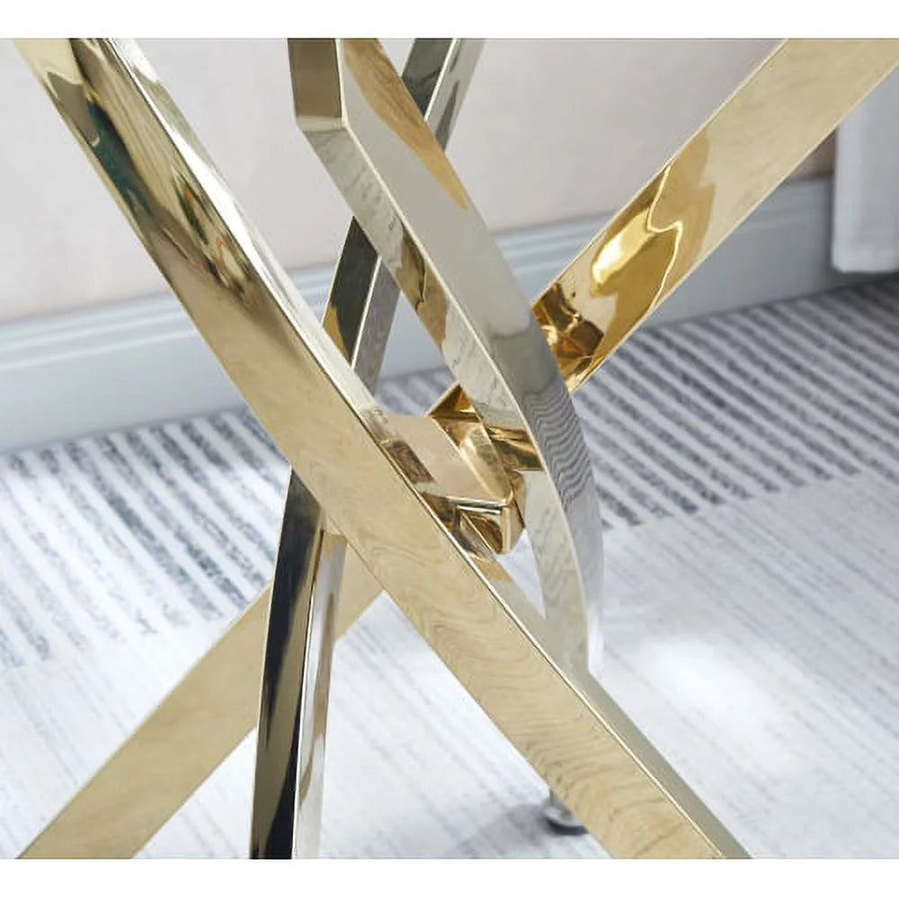 Round Tempered Glass End Table with Chrome Legs G9652