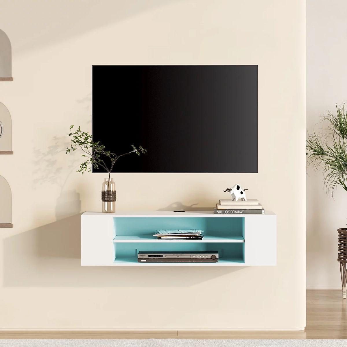 White Floating Wall Mounted TV Stand N35054