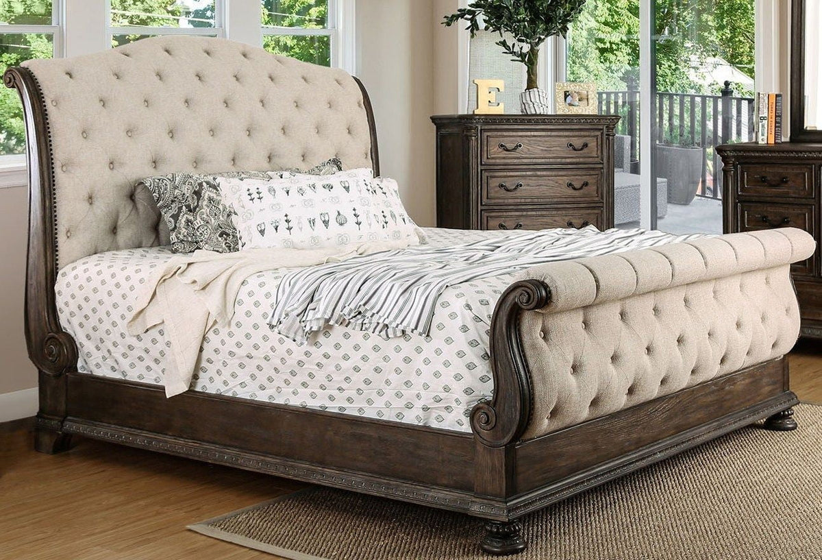 Queen Size 4pc Bed Dresser Mirror Nightstand Set A1380