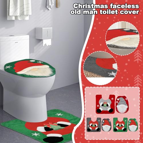 Christmas Toilet Seat Cover and Rug Set 2PCS Non-Slip W132