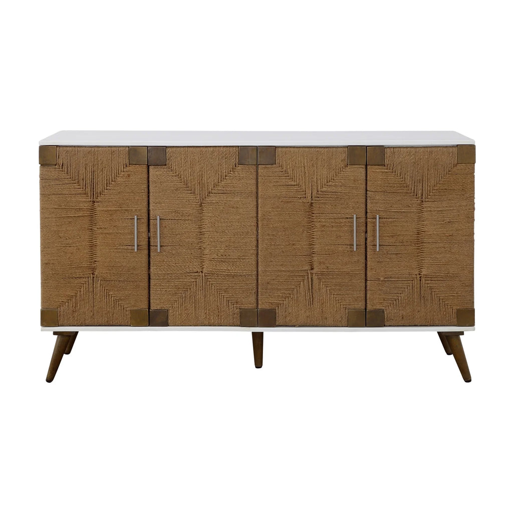 White 4-Door Wood Credenza F622742