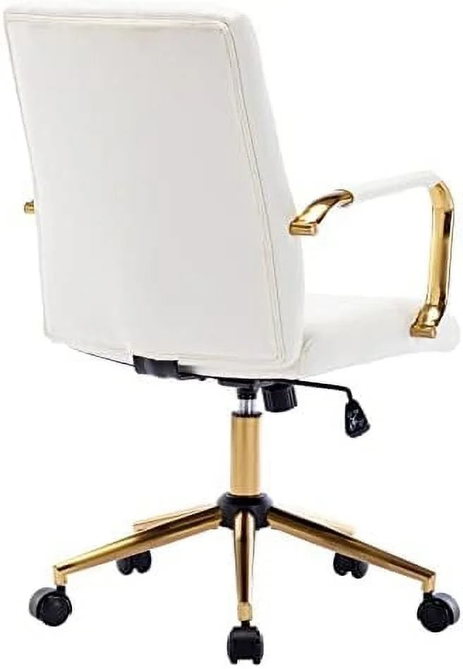 White PU Leather Office Desk Chair with Wheels M692