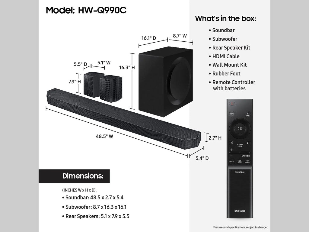 11.1.4ch Wireless Dolby Atmos Soundbar with Rear Speakers F639