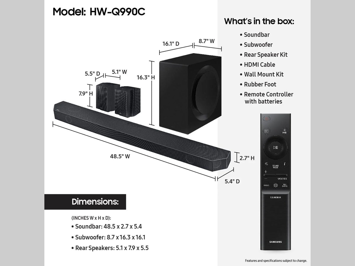 11.1.4ch Wireless Dolby Atmos Soundbar with Rear Speakers F639