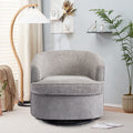 Gray Chenille Swivel Barrel Chair with Metal Base S76640