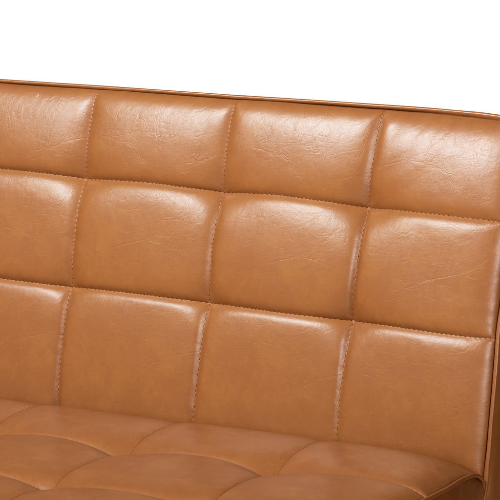 Tan Faux Leather Upholstered Walnut Brown Wood 2-Piece Dining Nook Banquette Set Q978225