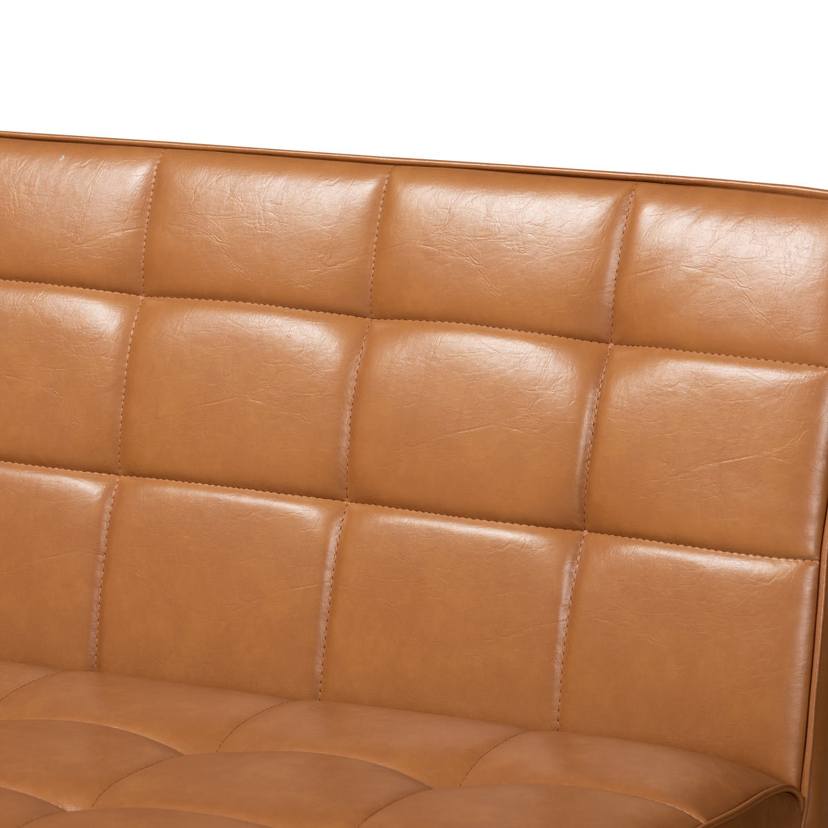 Tan Faux Leather Upholstered Walnut Brown Wood 2-Piece Dining Nook Banquette Set Q978225