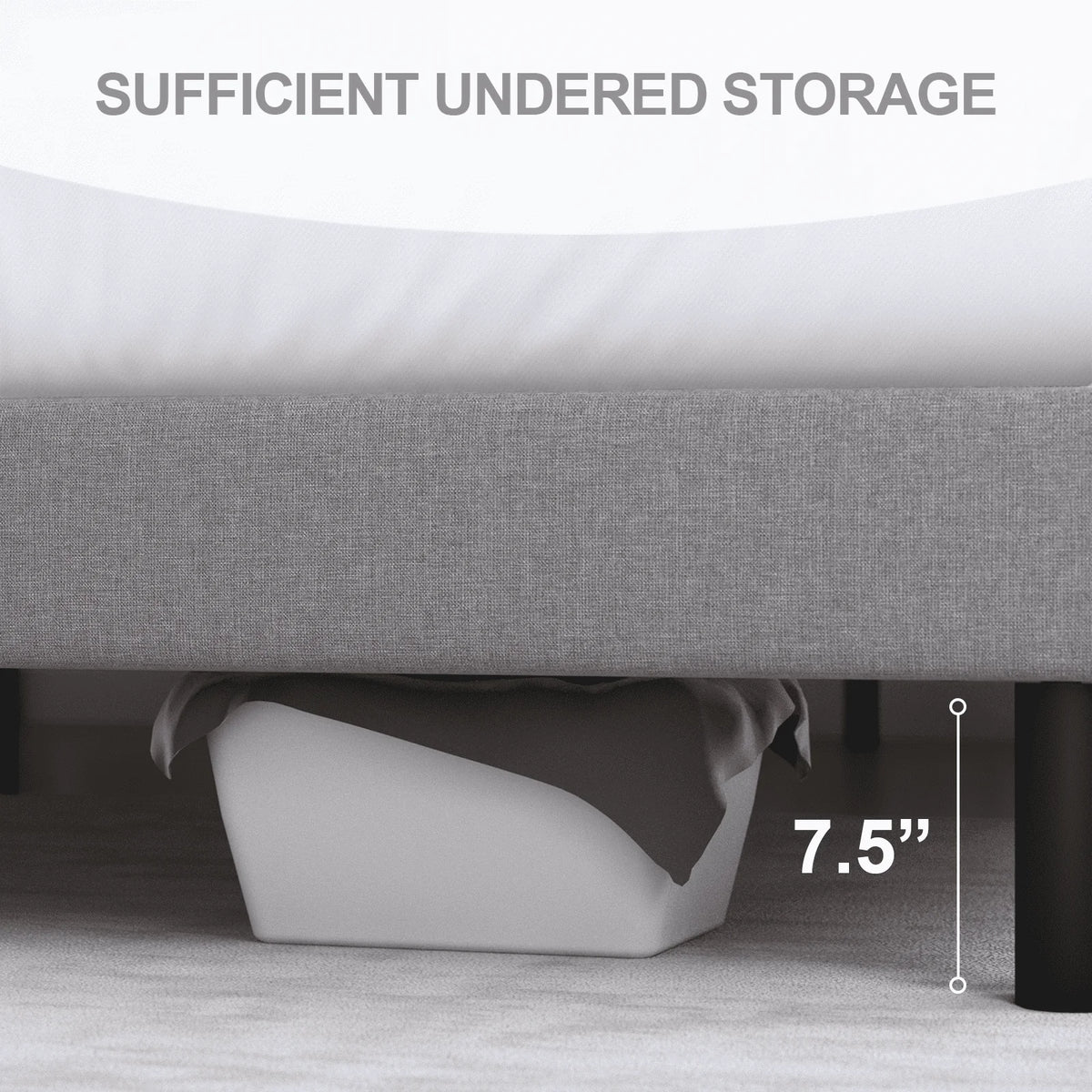 Queen Size Fabric Upholstered Platform Bed Frame A5766