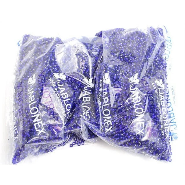 Czech Glass Seed Beads 8/0 Silver Lined Royal Blue F6571