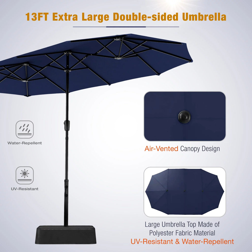 8-Piece Outdoor Patio Dining Set with Navy Umbrella Z220337