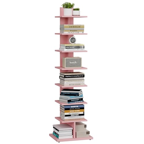 Black 8-Tier Narrow Bookshelf B100086